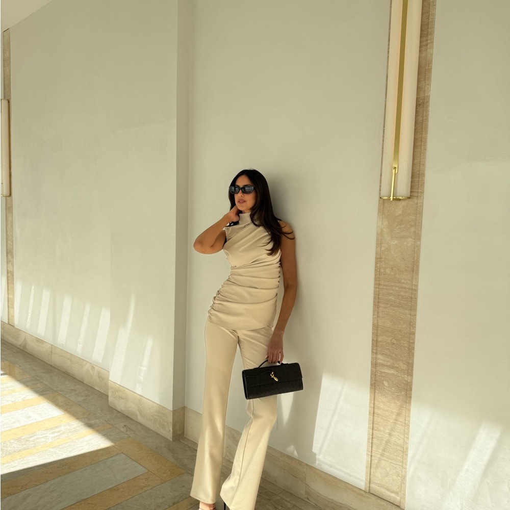 Elegant Cream top and pants from pretty little thing